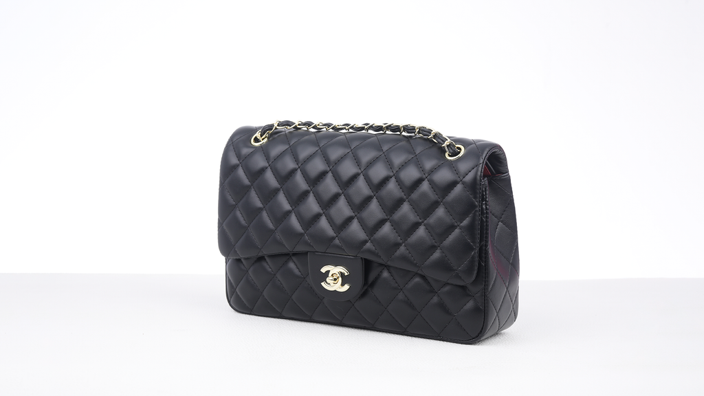 Black Quilted Leather medium Classic Double Flap Bag