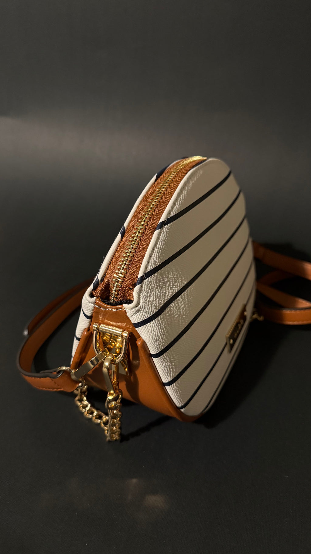 Striped cross body bag