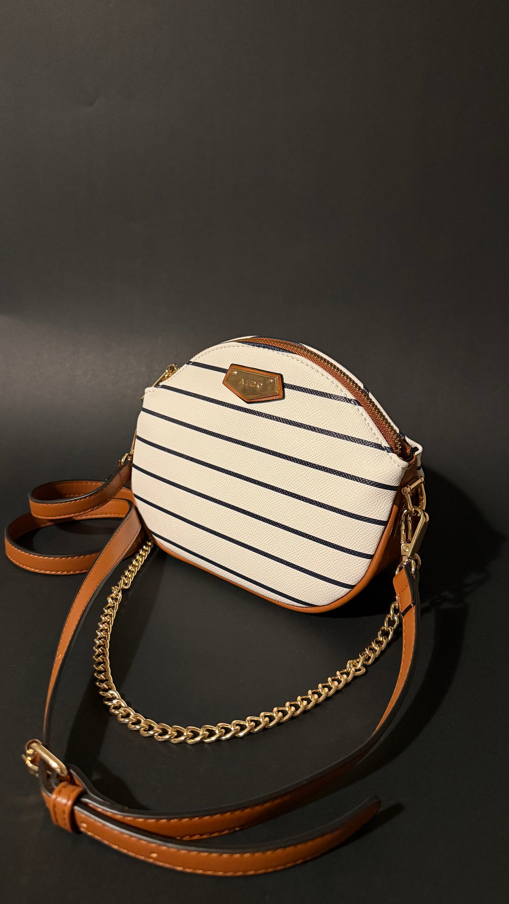 Striped cross body bag